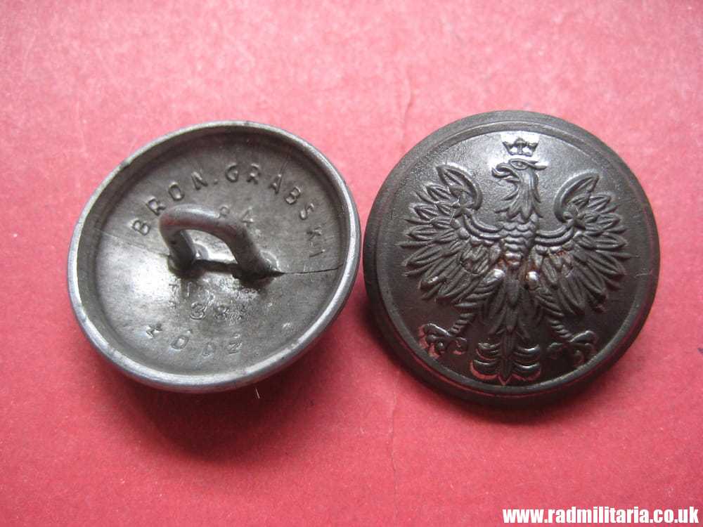 & pre 1939 SET of 2 Polish MILITARY BUTTONS large size - zinc, very good condition, maker: B. GRABSKI - Image 2