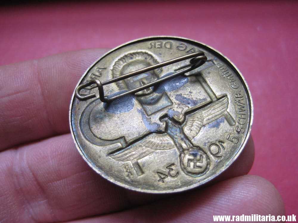 & pre WW2 original nazi GERMAN BADGE - Tag Der Arbeit 1934 with maker marks: "5 SCHWAB. GMUND" - Image 7
