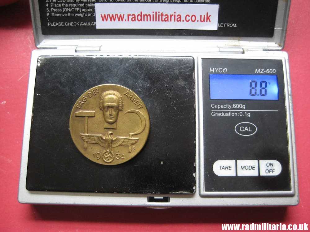 & pre WW2 original nazi GERMAN BADGE - Tag Der Arbeit 1934 with maker marks: "5 SCHWAB. GMUND" - Image 8