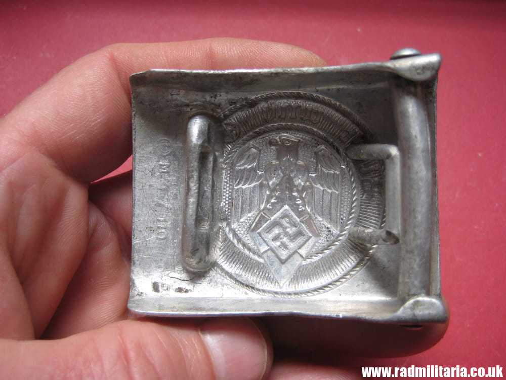 & WW2 original German Hitler Youth HJ BELT BUCKLE made of aluminum, worn. Marked: RZM M4/110. - Image 5