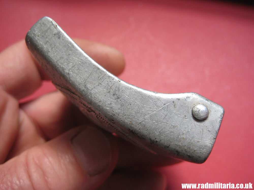 & WW2 original German Hitler Youth HJ BELT BUCKLE made of aluminum, worn. Marked: RZM M4/110. - Image 9