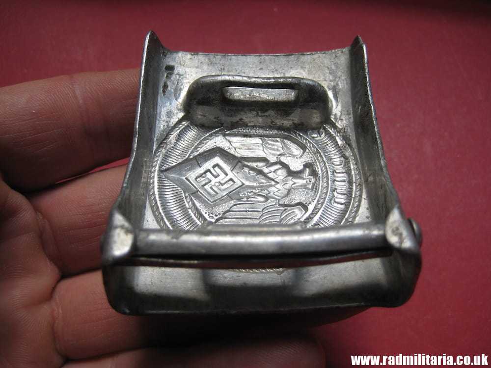 & WW2 original German Hitler Youth HJ BELT BUCKLE made of aluminum, worn. Marked: RZM M4/110. - Image 10
