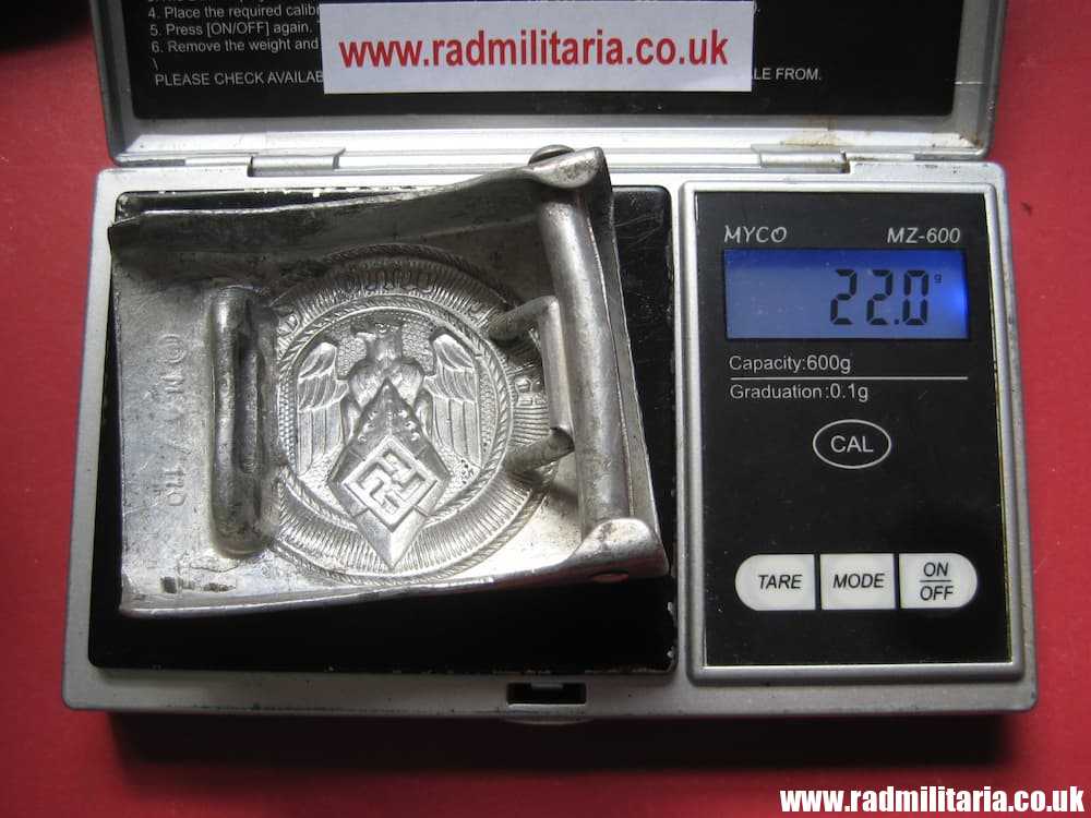 & WW2 original German Hitler Youth HJ BELT BUCKLE made of aluminum, worn. Marked: RZM M4/110. - Image 12