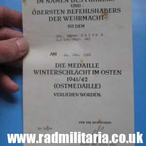 & WW2 German DOCUMENT - WINTERSCHLACHT IM OSTEN 1941/42 original or fake?