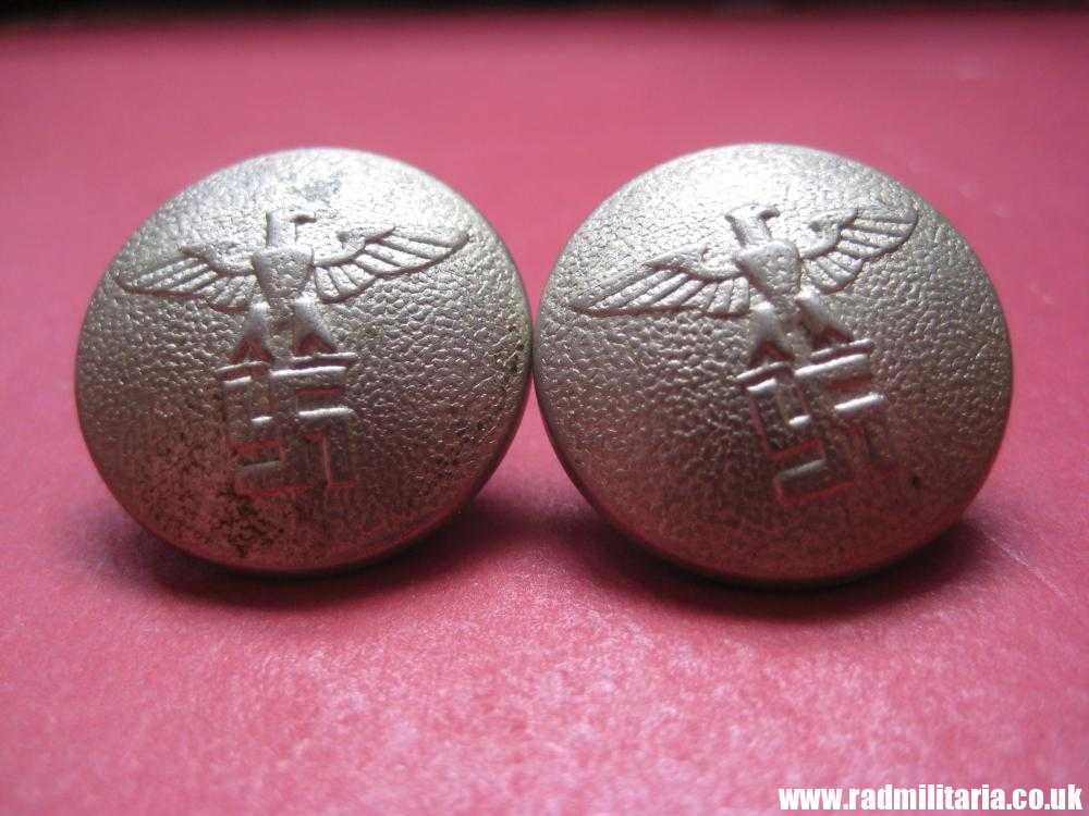 & WW2 PAIR of German NSDAP BUTTONS with eagle, RZM marks: "Assmann & Sohne GES. GESCH" - genuine. - Image 2