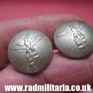 & WW2 PAIR of German NSDAP BUTTONS with eagle, RZM marks: "Assmann & Sohne GES. GESCH" - genuine.