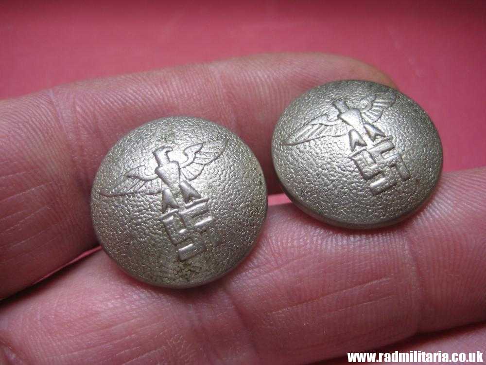 & WW2 PAIR of German NSDAP BUTTONS with eagle, RZM marks: "Assmann & Sohne GES. GESCH" - genuine.