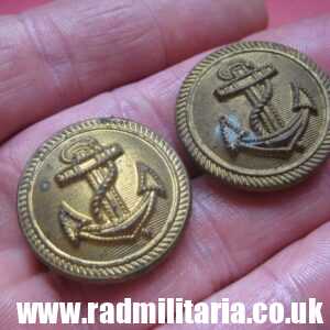 & WW2 German KRIEGSMARINE Glass BUTTONS - SET of 2, different patterns & makers 1942