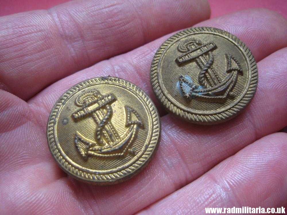 & WW2 German KRIEGSMARINE Glass BUTTONS - SET of 2, different patterns & makers 1942
