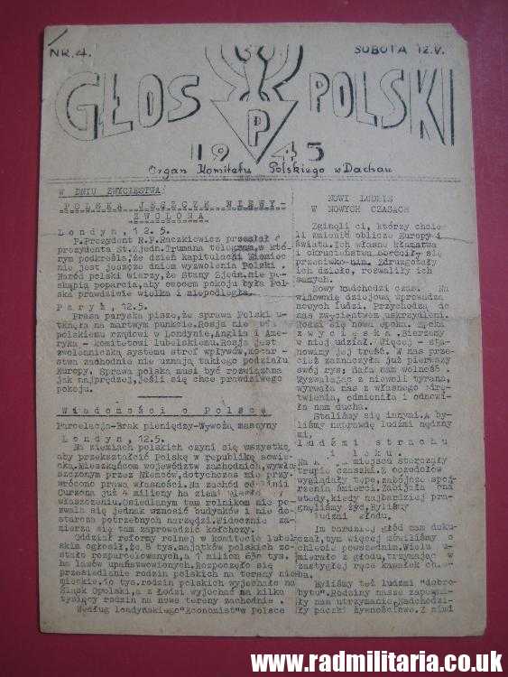 & WW2 original LEAFLET printed in Concentration Camp Dachau -12.5.1945 GLOS POLSKI - Image 2