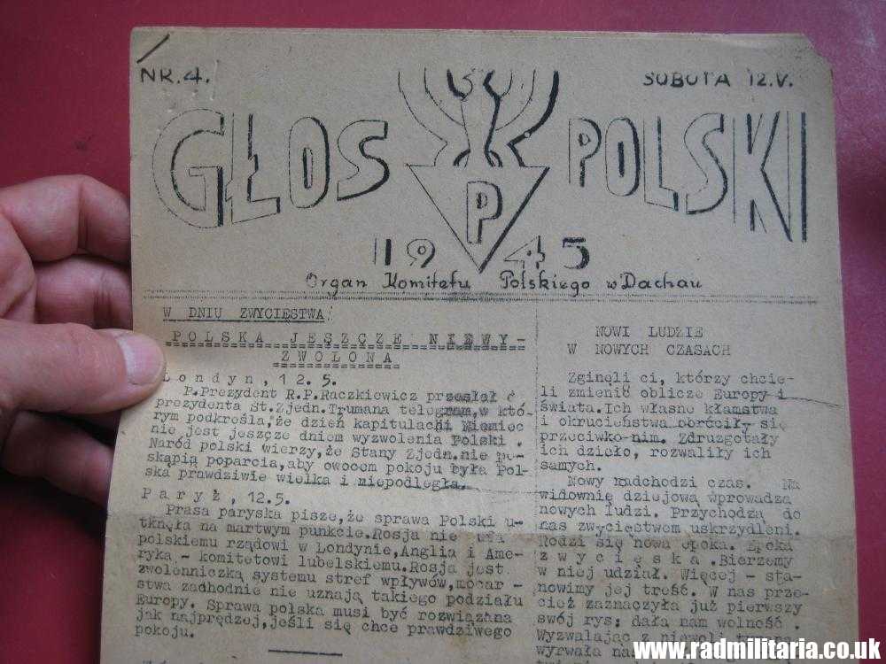 & WW2 original LEAFLET printed in Concentration Camp Dachau -12.5.1945 GLOS POLSKI - Image 3