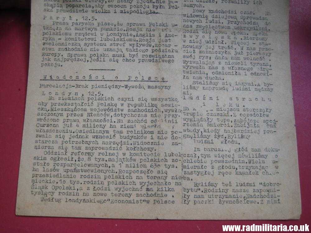& WW2 original LEAFLET printed in Concentration Camp Dachau -12.5.1945 GLOS POLSKI - Image 4