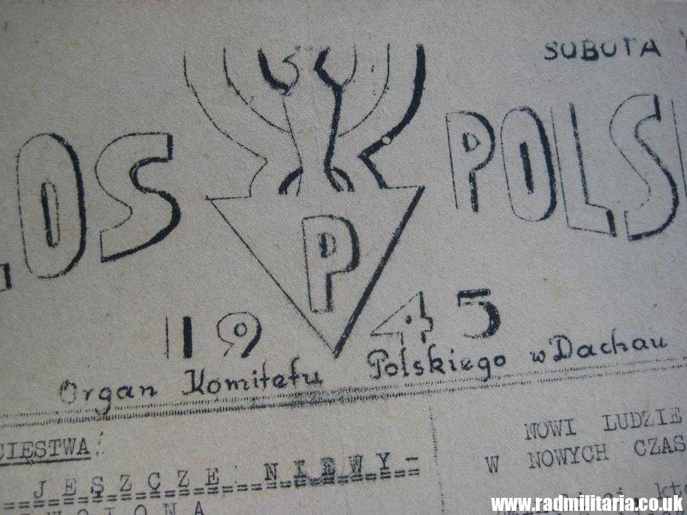 & WW2 original LEAFLET printed in Concentration Camp Dachau -12.5.1945 GLOS POLSKI