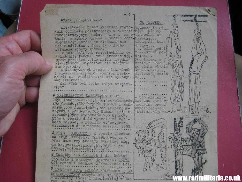 & WW2 original LEAFLET printed in Concentration Camp Dachau -12.5.1945 GLOS POLSKI - Image 10