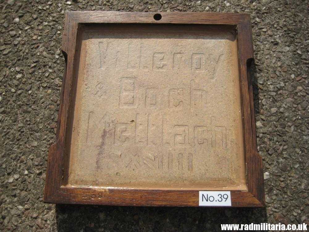& Original old German FLOOR TILE with SWASTIKA in oak frame. Best German maker: Villeroy & Boch Mettlach XIIII - Rare !! - Image 7