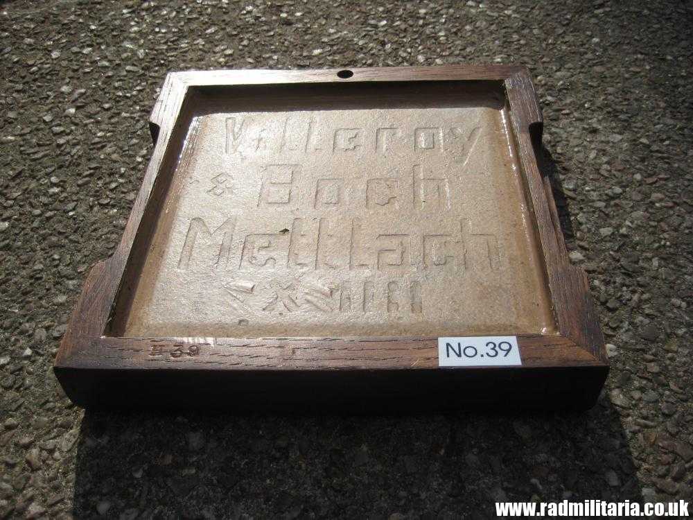 & Original old German FLOOR TILE with SWASTIKA in oak frame. Best German maker: Villeroy & Boch Mettlach XIIII - Rare !! - Image 8