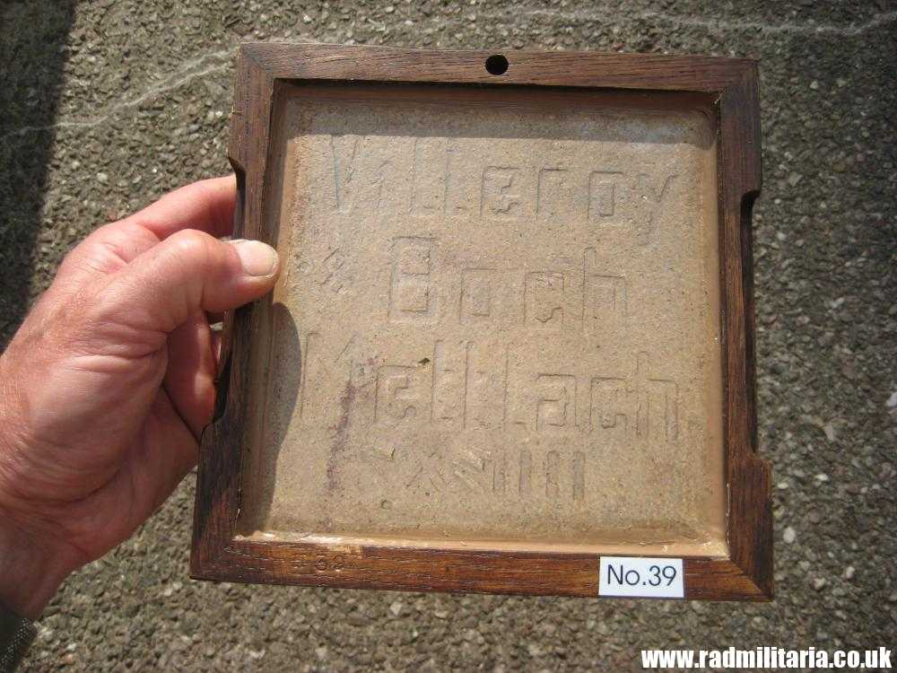 & Original old German FLOOR TILE with SWASTIKA in oak frame. Best German maker: Villeroy & Boch Mettlach XIIII - Rare !! - Image 3