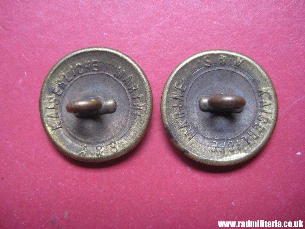& WW1 original German KAISERLICHE MARINE gilded BUTTONS, maker: A&S - SET of 2. - Image 3