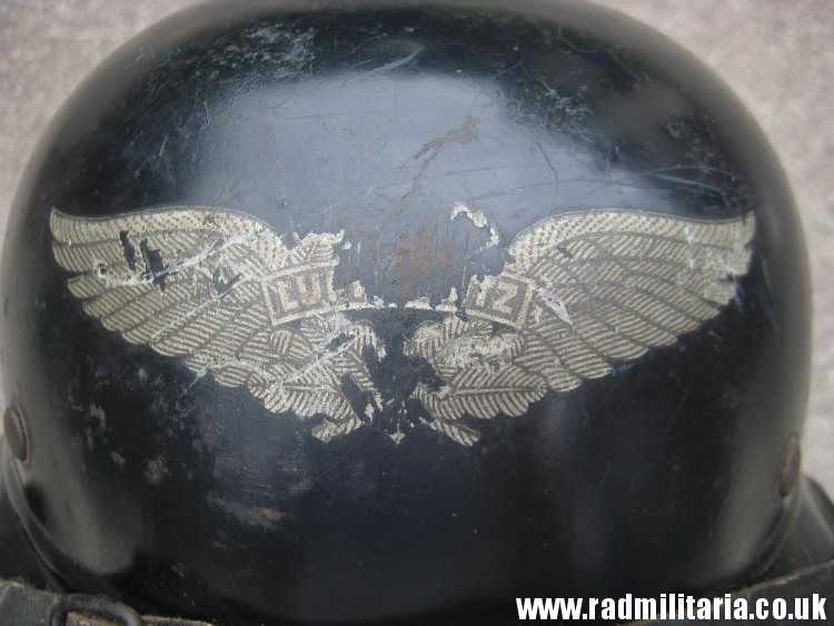 & original WW2 German steel helmet LUFTSCHUTZ "Gladiator" HELMET with liner. - Image 14