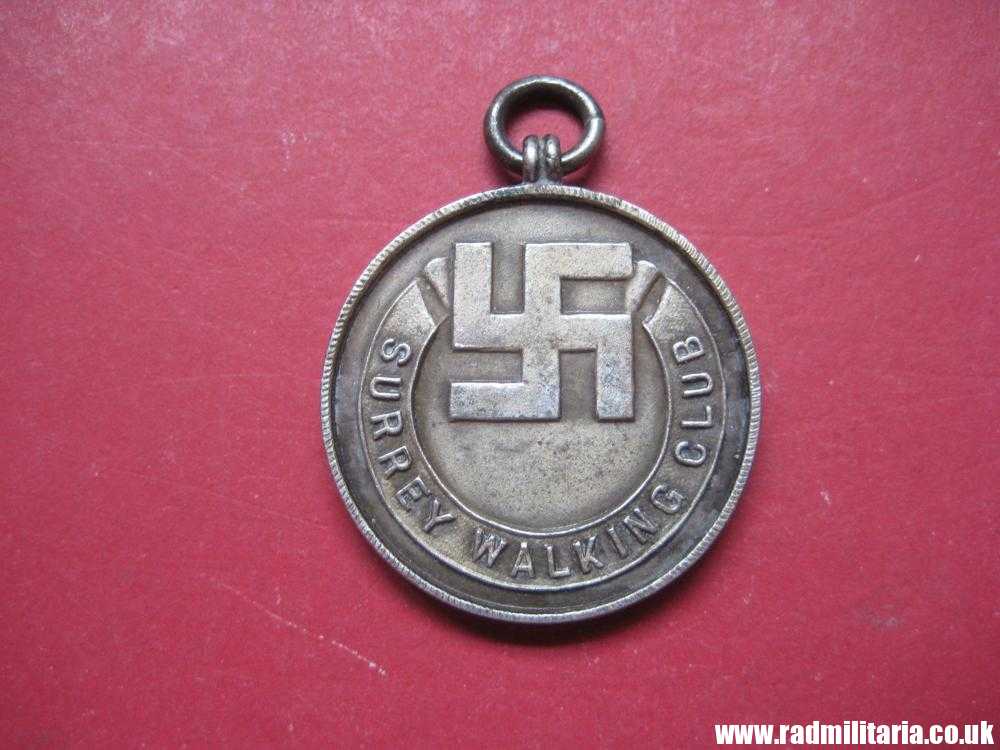 & old British MEDAL with swastika - 1935 Surrey Walking Club, solid silver. - Image 3