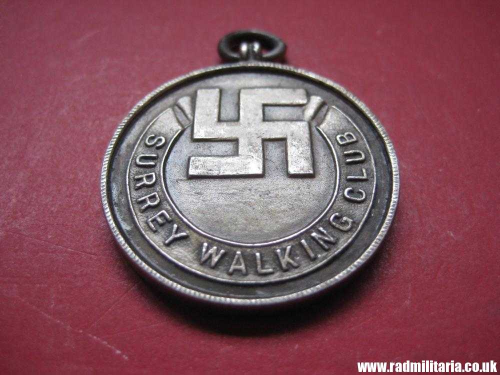 & old British MEDAL with swastika - 1935 Surrey Walking Club, solid silver. - Image 4