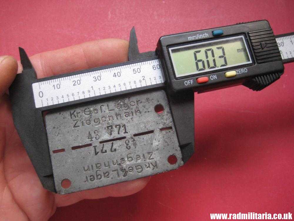 & WW2 original German POW DOG TAG – ID DISC: Kr. Gef. Lager Ziegenhain 43 771, from metal detecting. - Image 8