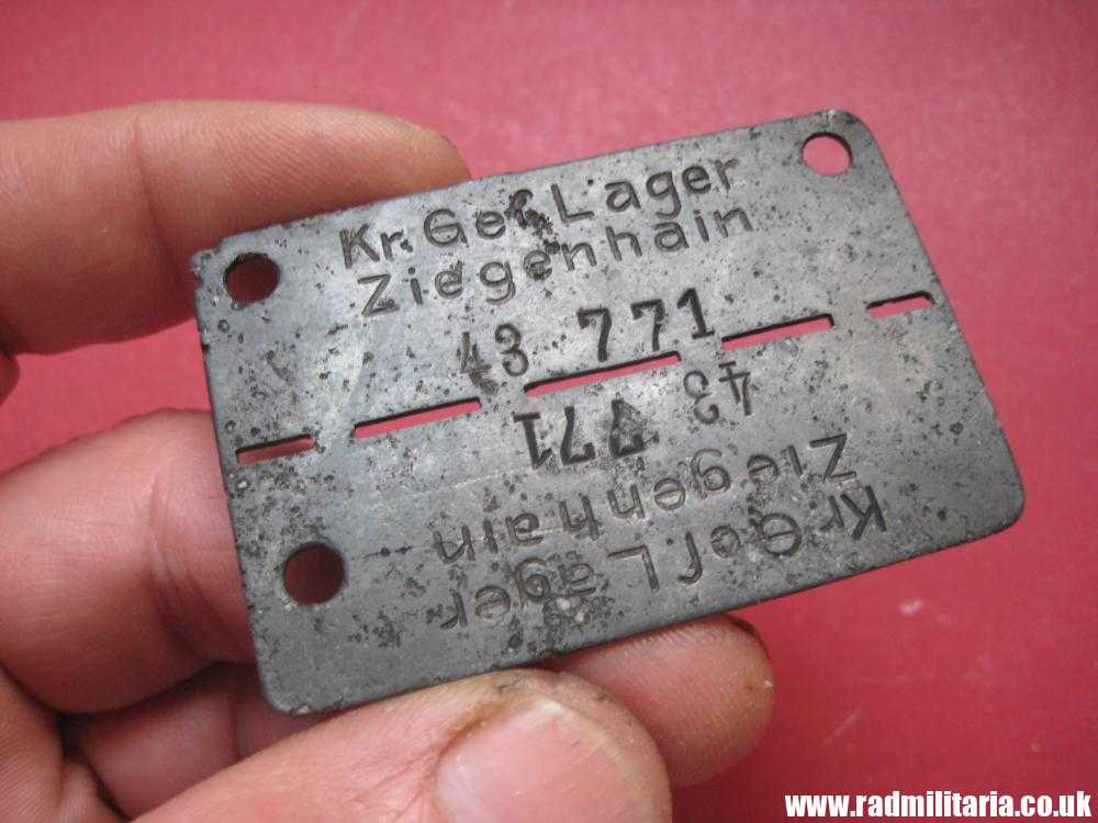 & WW2 original German POW DOG TAG – ID DISC: Kr. Gef. Lager Ziegenhain 43 771, from metal detecting. - Image 10