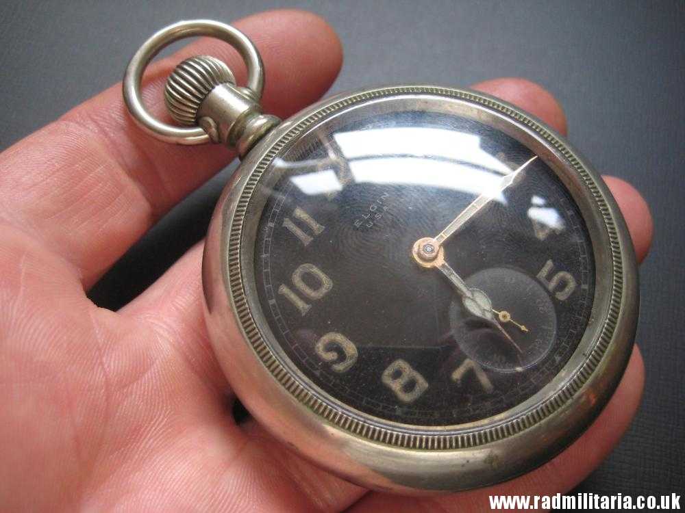 & WW1 British military POCKET WATCH chronometer movement with fusee, good working order: ELGIN U.S.A. /I\ 79016R - genuine !! - Image 7