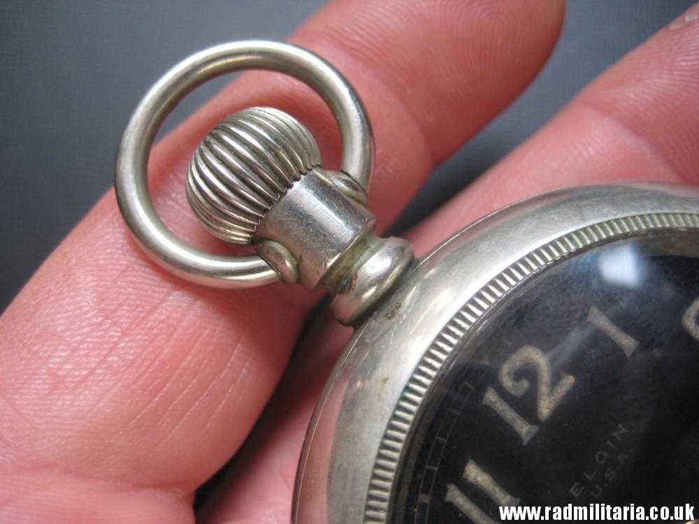 & WW1 British military POCKET WATCH chronometer movement with fusee, good working order: ELGIN U.S.A. /I\ 79016R - genuine !! - Image 9