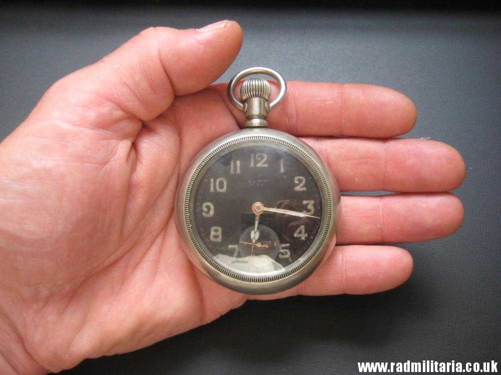 & WW1 British military POCKET WATCH chronometer movement with fusee, good working order: ELGIN U.S.A. /I\ 79016R - genuine !! - Image 12