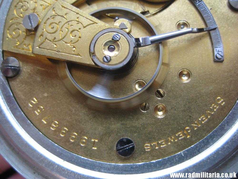 & WW1 British military POCKET WATCH chronometer movement with fusee, good working order: ELGIN U.S.A. /I\ 79016R - genuine !! - Image 18
