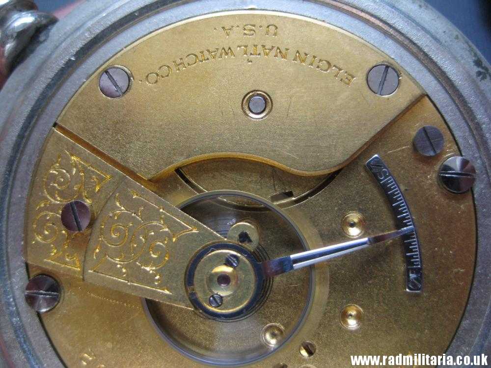 & WW1 British military POCKET WATCH chronometer movement with fusee, good working order: ELGIN U.S.A. /I\ 79016R - genuine !! - Image 19