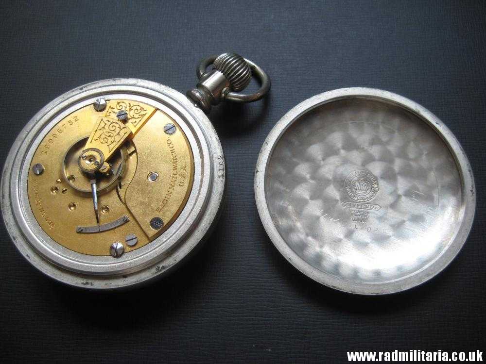& WW1 British military POCKET WATCH chronometer movement with fusee, good working order: ELGIN U.S.A. /I\ 79016R - genuine !! - Image 4
