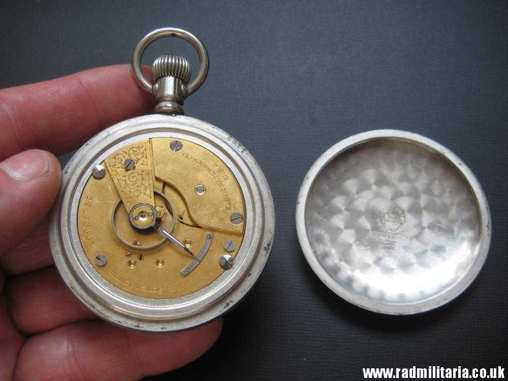 & WW1 British military POCKET WATCH chronometer movement with fusee, good working order: ELGIN U.S.A. /I\ 79016R - genuine !! - Image 23