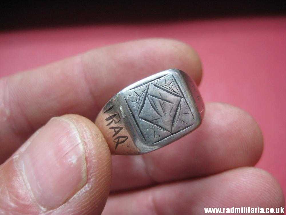 & WW2 original solid silver RING engraving: IRAQ 1941, Afrikakorps ? - Image 2