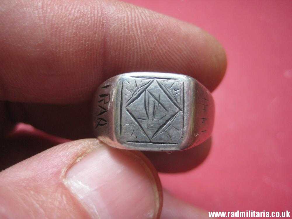 & WW2 original solid silver RING engraving: IRAQ 1941, Afrikakorps ? - Image 8