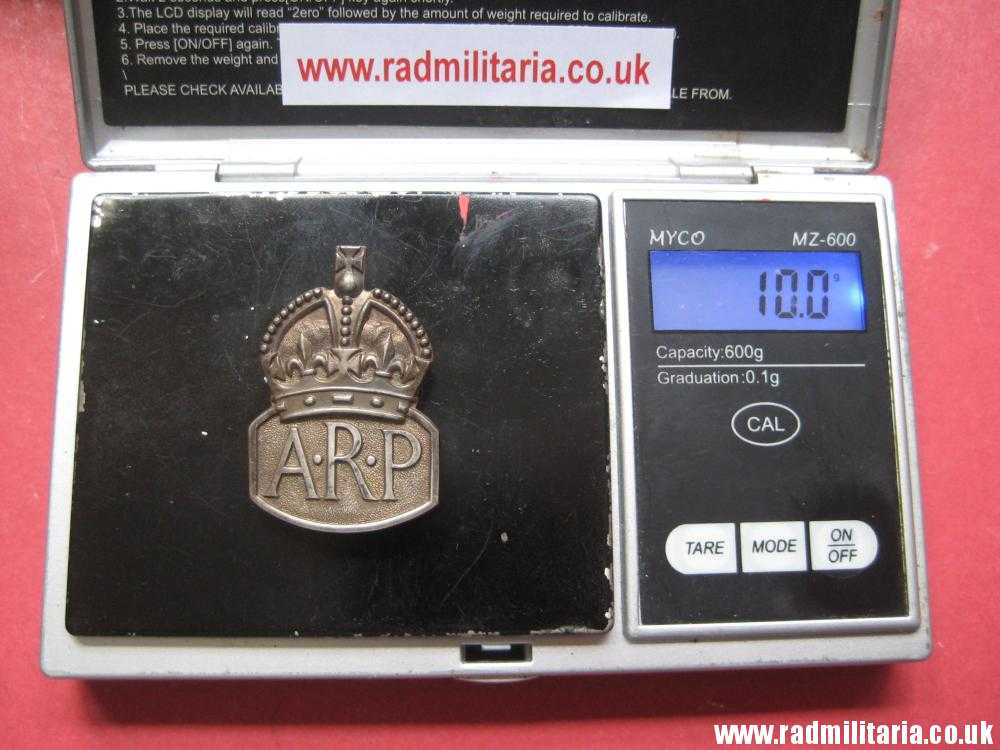 & WW2 original solid silver British BADGE: ARP, made in London 1936. - Image 9
