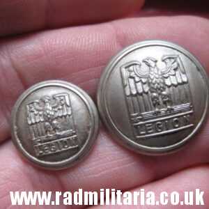 & pre 1939 SET of 2 Polish BUTTONS with EAGLE - LEGION, very good condition, maker: S.F.W.