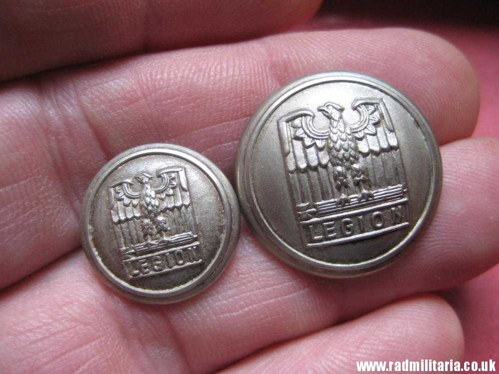 & pre 1939 SET of 2 Polish BUTTONS with EAGLE - LEGION, very good condition, maker: S.F.W.