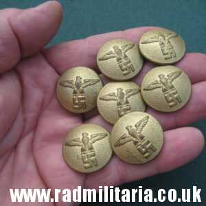 & WW2 SET of 7 German large size NSDAP BUTTONS with eagle RZM M5/216/17 - genuine.