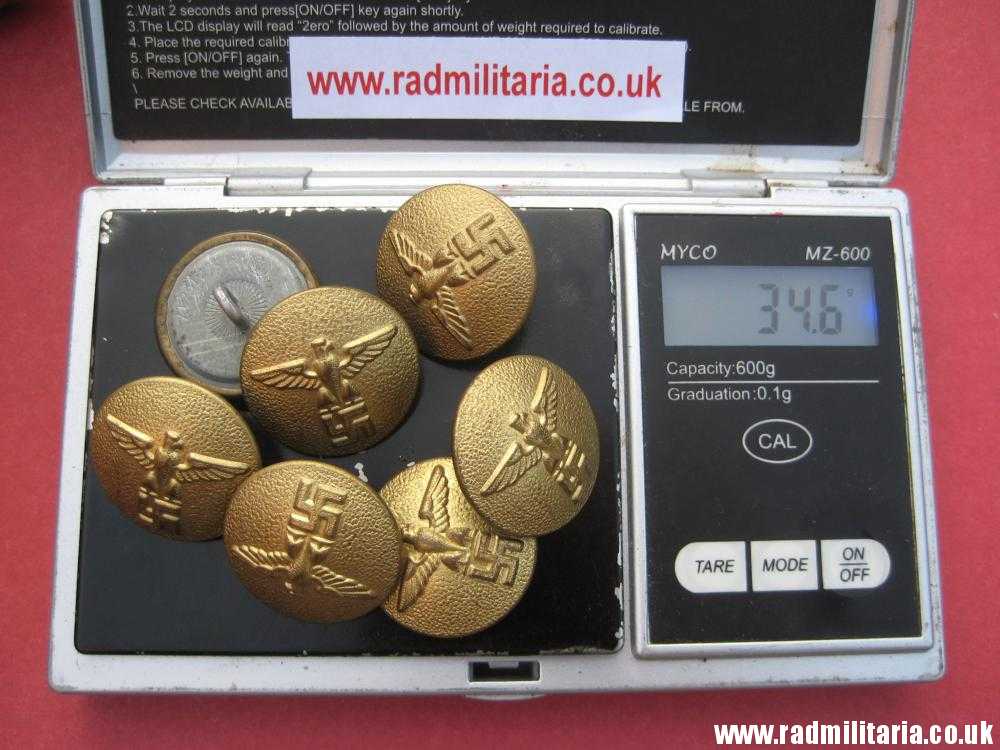 & WW2 SET of 7 German large size NSDAP BUTTONS with eagle RZM M5/216/17 - genuine. - Image 18