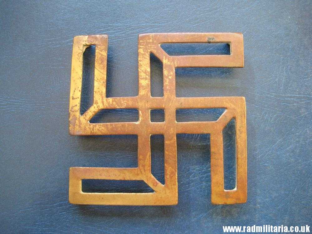 & unknown old brass IRON STAND with swastika. - Image 5