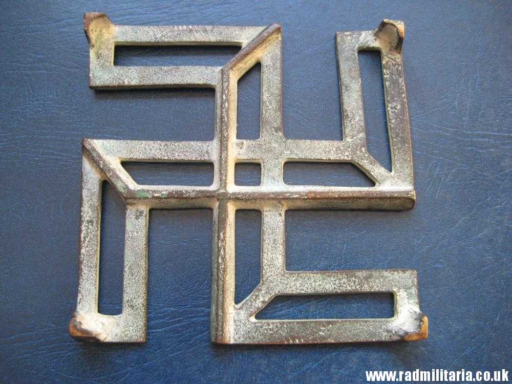 & unknown old brass IRON STAND with swastika. - Image 6