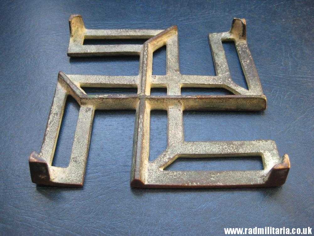 & unknown old brass IRON STAND with swastika. - Image 7