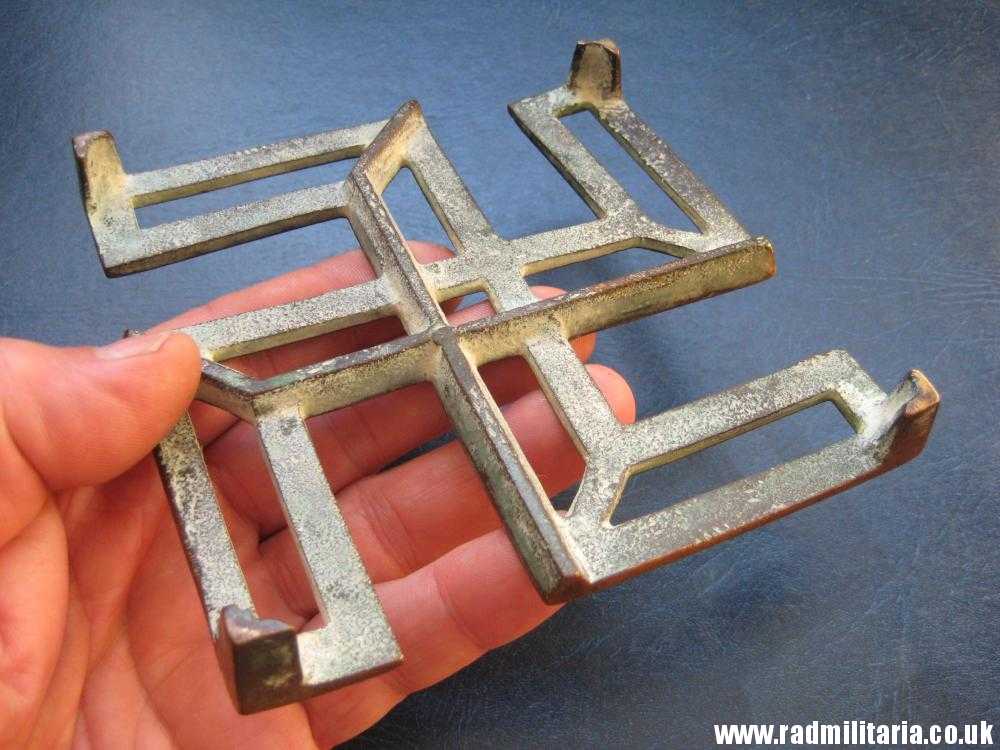 & unknown old brass IRON STAND with swastika. - Image 8