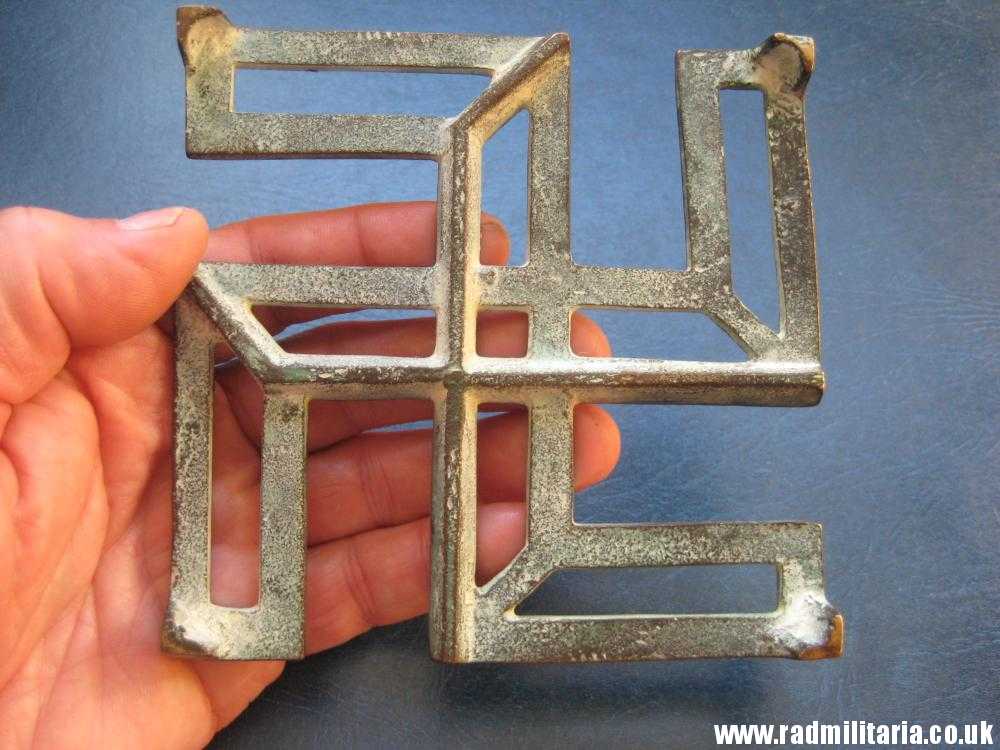 & unknown old brass IRON STAND with swastika. - Image 3