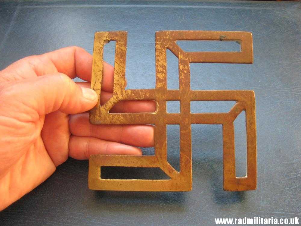 & unknown old brass IRON STAND with swastika. - Image 10