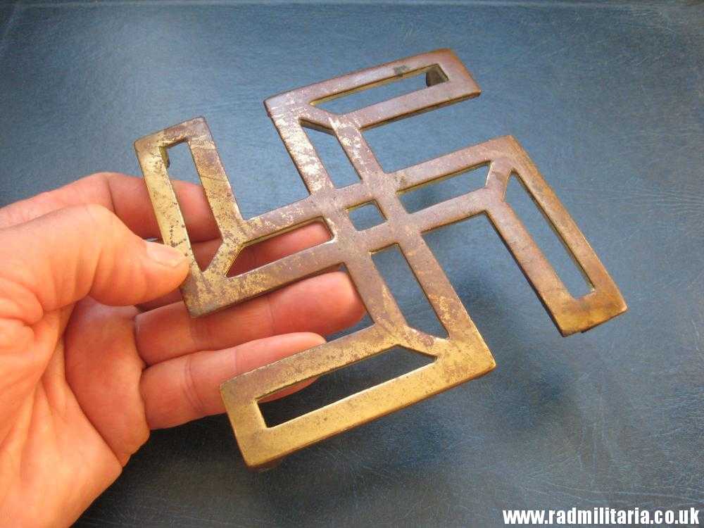 & unknown old brass IRON STAND with swastika. - Image 11