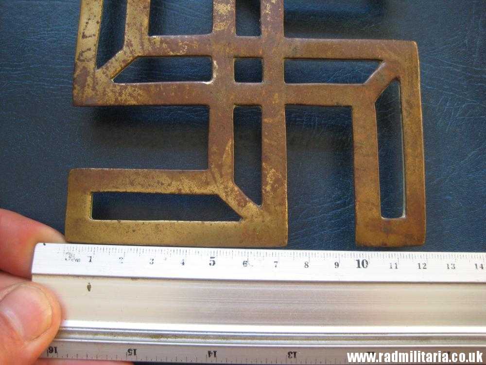 & unknown old brass IRON STAND with swastika. - Image 12