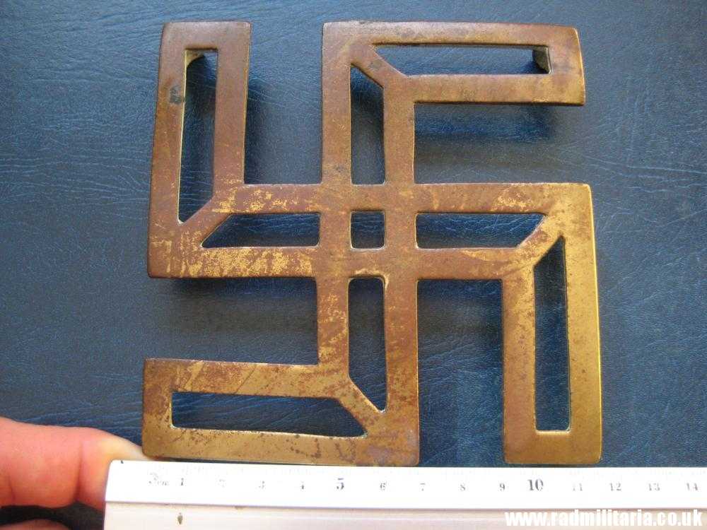 & unknown old brass IRON STAND with swastika. - Image 13